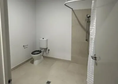 The accessible bathroom of a large suburban house.