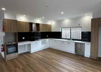 The kitchen of a large suburban house.